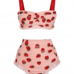  Lace Strawberry Cami Tankini Set