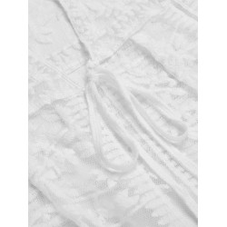 White  Lace V-neck Wrap Cover-up