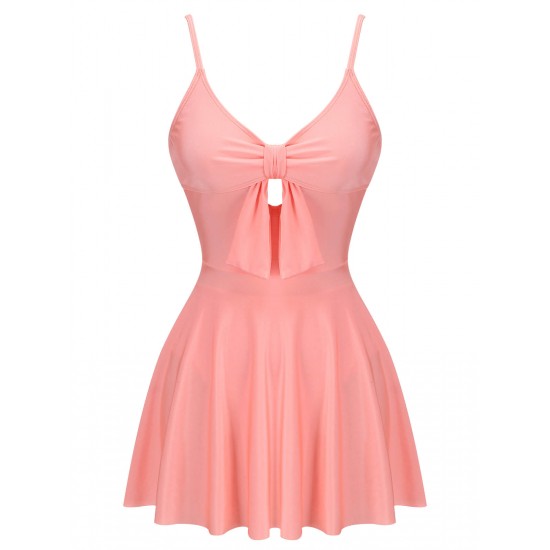 Pink  Bow Halter One-piece Swimsuit