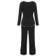 3PCS Black  Solid Pajamas