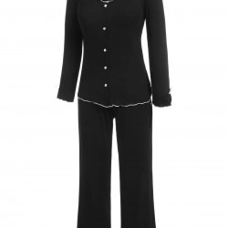 3PCS Black  Solid Pajamas