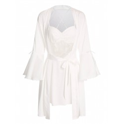 2PCS White  Lace Patchwork Nightgown