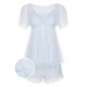 2PCS Light Blue  Knot Lace Sleepwear